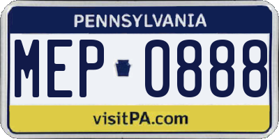PA license plate MEP0888