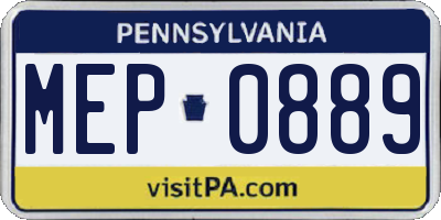 PA license plate MEP0889