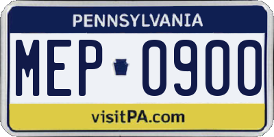 PA license plate MEP0900
