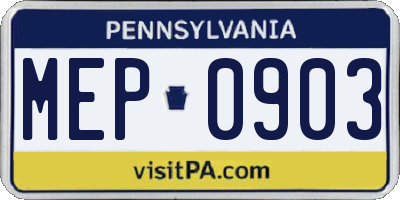 PA license plate MEP0903