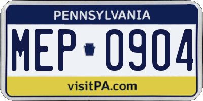 PA license plate MEP0904