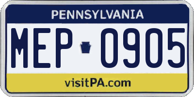 PA license plate MEP0905