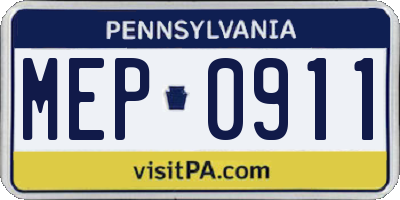 PA license plate MEP0911