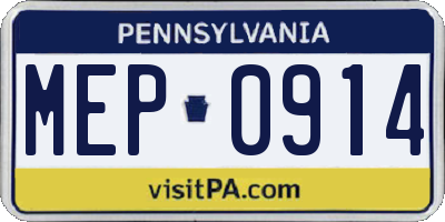 PA license plate MEP0914