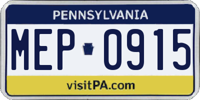 PA license plate MEP0915