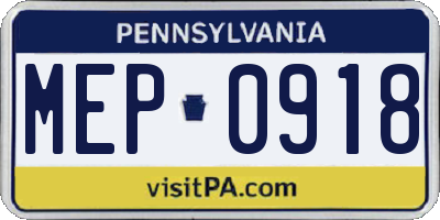 PA license plate MEP0918