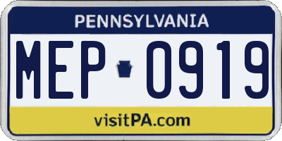 PA license plate MEP0919