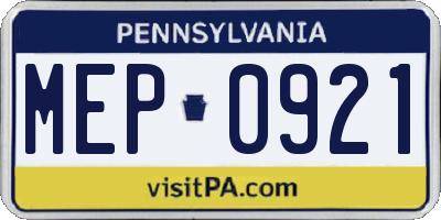 PA license plate MEP0921