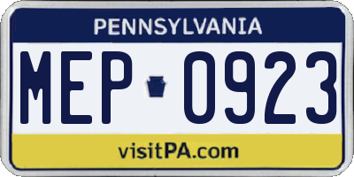 PA license plate MEP0923