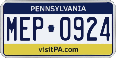PA license plate MEP0924