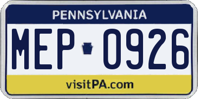 PA license plate MEP0926