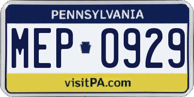 PA license plate MEP0929