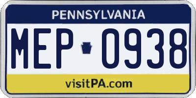 PA license plate MEP0938