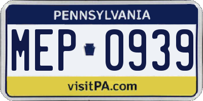 PA license plate MEP0939