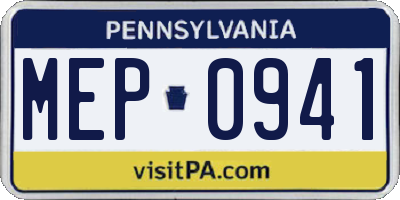 PA license plate MEP0941