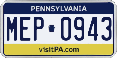 PA license plate MEP0943