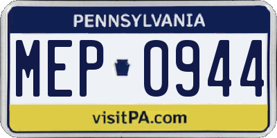 PA license plate MEP0944