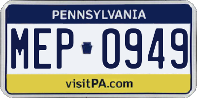 PA license plate MEP0949