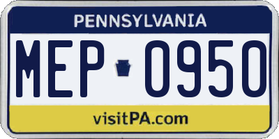 PA license plate MEP0950