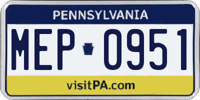 PA license plate MEP0951