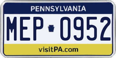 PA license plate MEP0952