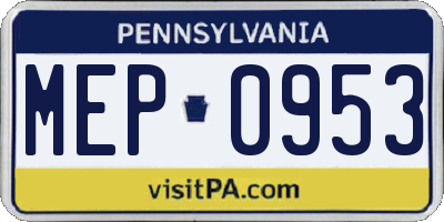 PA license plate MEP0953