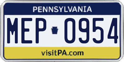 PA license plate MEP0954