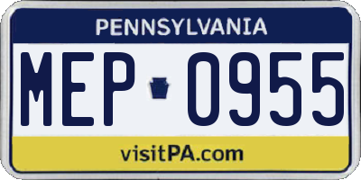 PA license plate MEP0955