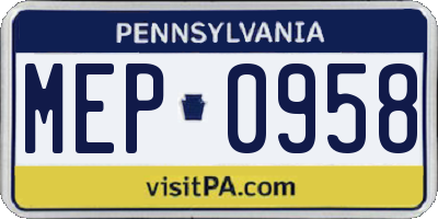 PA license plate MEP0958