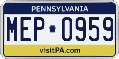 PA license plate MEP0959