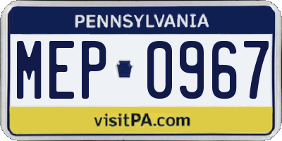 PA license plate MEP0967