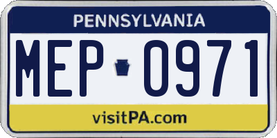 PA license plate MEP0971