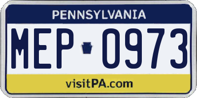 PA license plate MEP0973