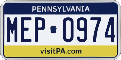 PA license plate MEP0974