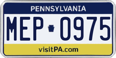 PA license plate MEP0975