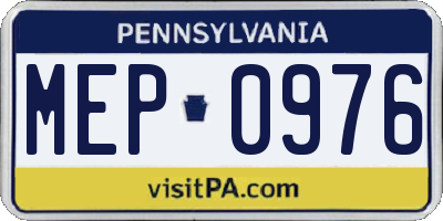PA license plate MEP0976