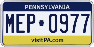 PA license plate MEP0977