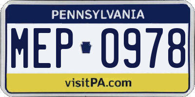 PA license plate MEP0978