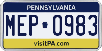 PA license plate MEP0983