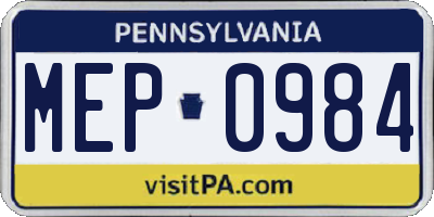 PA license plate MEP0984
