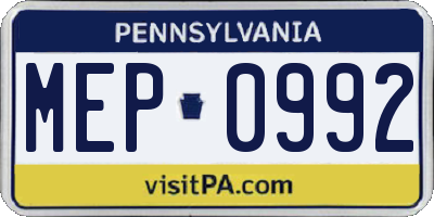 PA license plate MEP0992