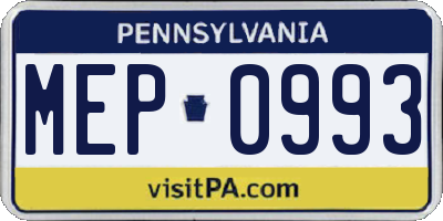 PA license plate MEP0993