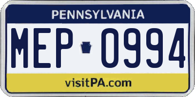 PA license plate MEP0994