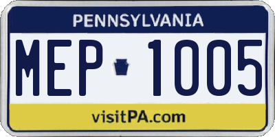 PA license plate MEP1005