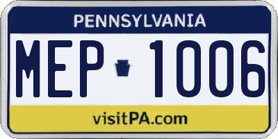 PA license plate MEP1006