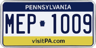 PA license plate MEP1009