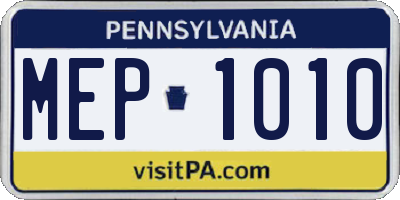 PA license plate MEP1010