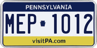PA license plate MEP1012