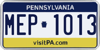 PA license plate MEP1013