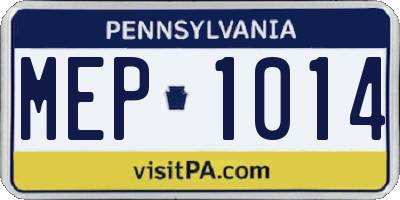 PA license plate MEP1014